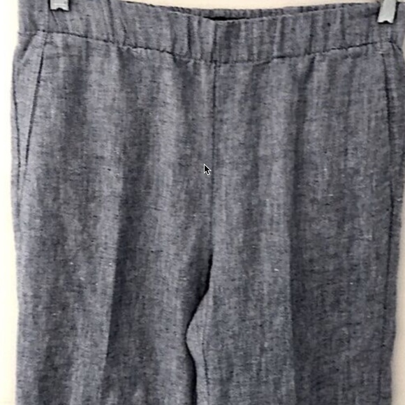 Land’s End chambray linen blend blue pull on elastic waist pants pockets SZ 6 - Picture 3 of 10